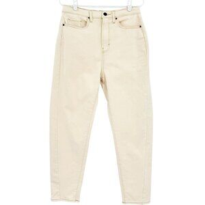 A.n.a Women's High-Rise Stretch Cream Curve Tapered Barrel Denim Jeans Size 8 NW
